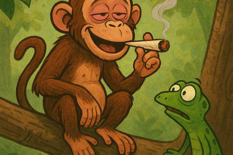 🦧🌿 High Times in the Jungle: Monkey Mischief Meets Lizard Logic